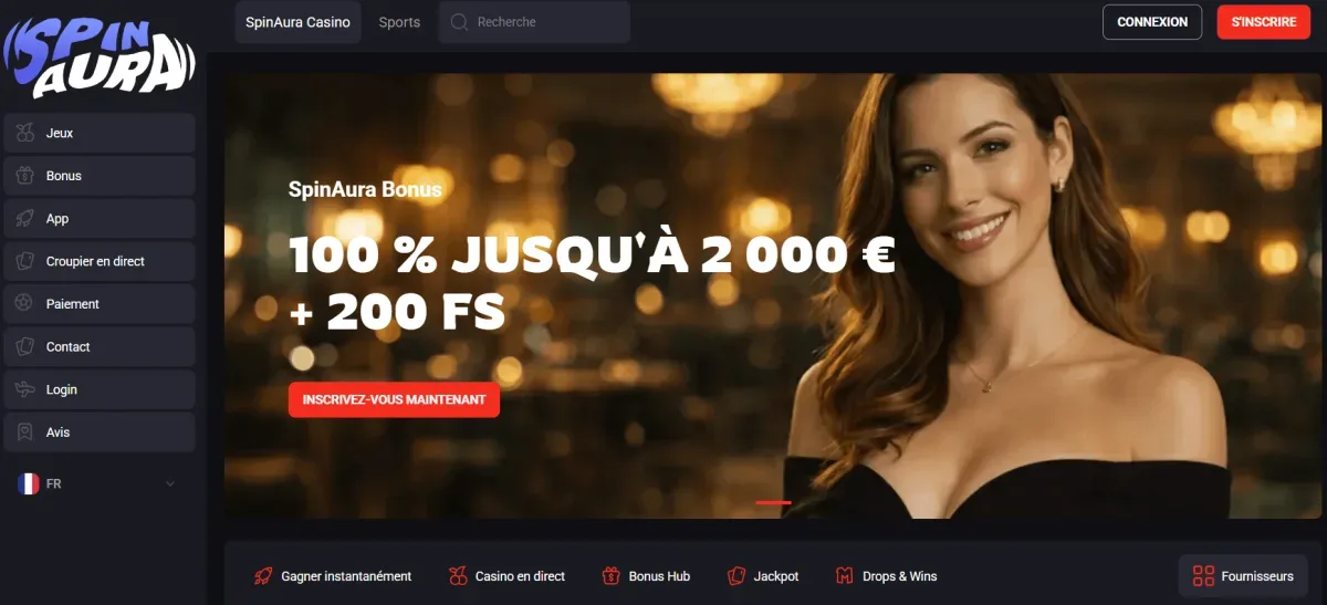 SpinAura homepage casinos avec free spins gratuits
